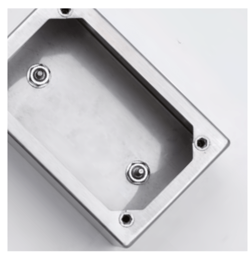 Internal VIew of NEMA 4X IP69K Stainless Steel Junction Box with Hidden Gasket