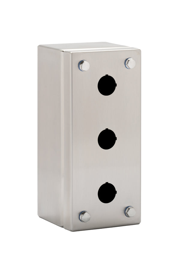 SHROUD Series - Recessed Gasket IP69K NEMA 4X Stainless Steel Push Button Boxes - 3 Hole