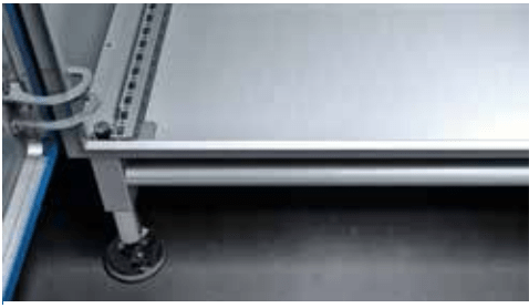 Base Feet of Sanitary Single Door Free-Standing Enclosure  NEMA 4X IP69K Stainless Steel