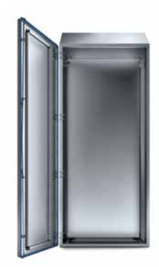 Door Open View of Sanitary Single Door Free-Standing Enclosure  NEMA 4X IP69K Stainless Steel