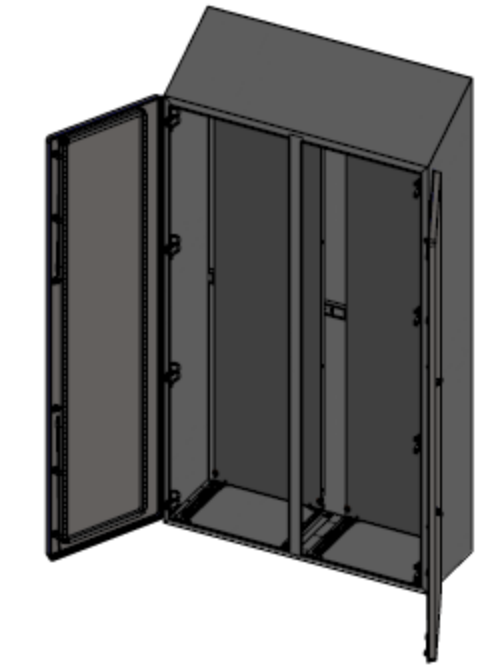 Open Door View of Sanitary Double Door Free-Standing Enclosure  NEMA 4X IP69K Stainless Steel